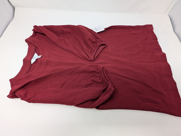 TIME AND TRU WOMEN'S COTTON CREWNECK TEE PUFF SLEEVES SIZE: XS - MAROON SUPREME New