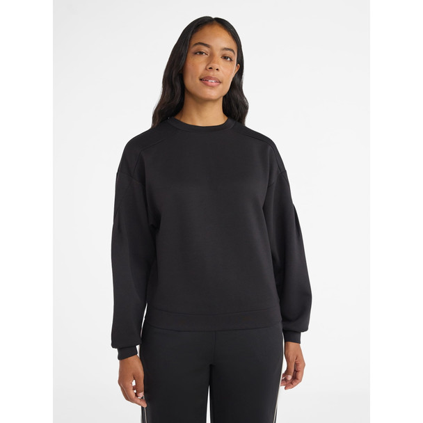 AVIA WOMEN'S LUXE FLEECE CREWNECK SWEATSHIRT - SIZE: WOMEN 2XL - BLACK SOOT New
