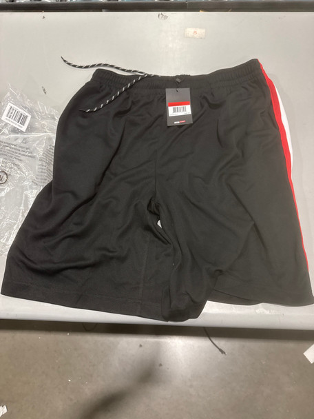 JUMP START MEN'S MOISTURE WICKING MESH SHORTS - SIZE: MEN M - BLACK/SILVER/RED New