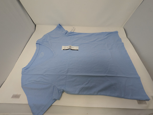 TIME AND TRU WOMEN'S COTTON V-NECK TEE SHORT SLEEVES - SIZE: XS  - POLISHED BLUE New