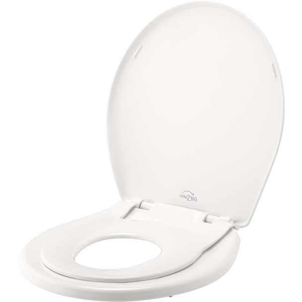 MAYFAIR LITTLE2BIG TOILET SEAT BUILT-IN TODDLER POTTY TRAINING SLOW CLOSE WHITE