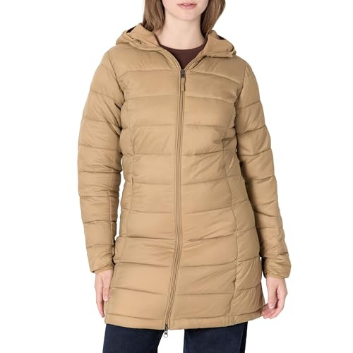 AMAZON ESSENTIALS WOMENS LIGHTWEIGHT WATER-RESISTANT PUFFER COAT, MUSHROOM, S New