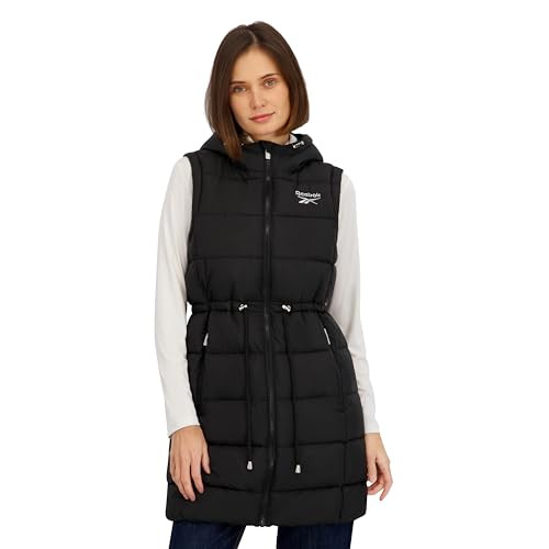 OLRB2276 Reebok Women's Long Puffer Vest With Hood Black M