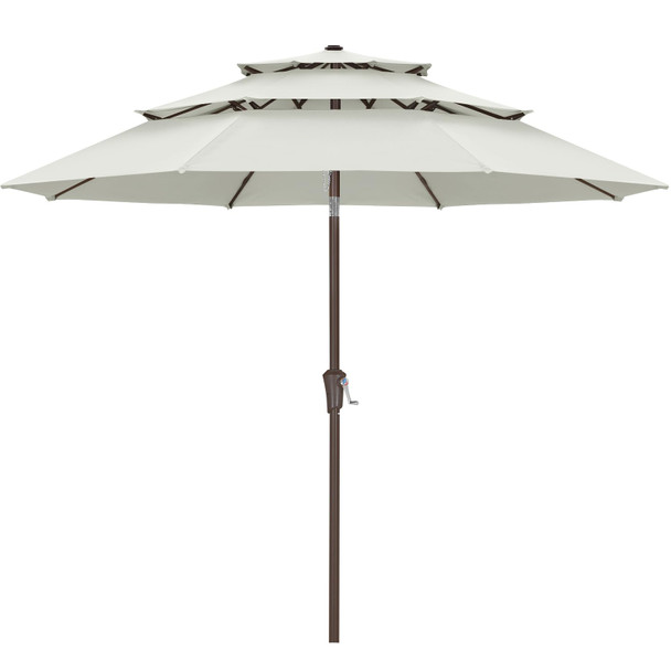 ABCCANOPY 11FT 3 TIERS MARKET UMBRELLA OUTDOOR UMBRELLA UB97 - LIGHT BEIGE