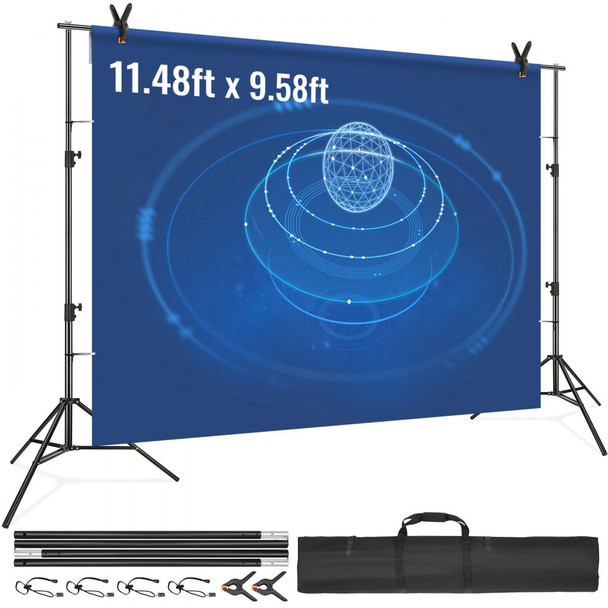 VEVOR 12 X 10 FT HEAVY DUTY BACKDROP STAND, WITH 6 CLAMPS