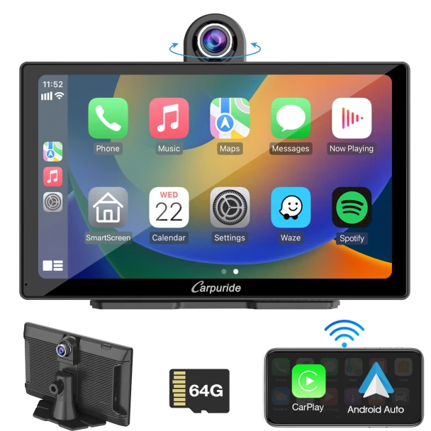 CARPURIDE 9" IPS TOUCH SCREEN BLUETOOTH WIRELESS APPLE CARPLAY/ANDROID - BLACK