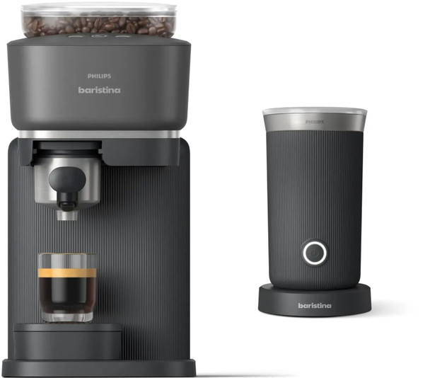 PHILIPS BARISTINA ESPRESSO MACHINE, MILK FROTHER BUNDLE BAR303/60 - BLACK