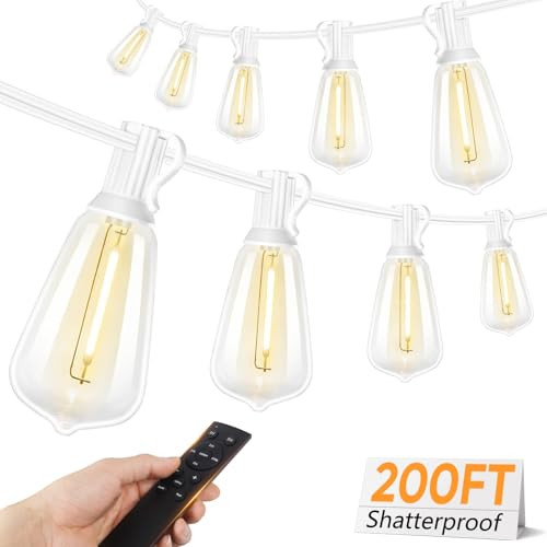 Brightever Outdoor String Lights 200FT LED Patio Lights, CMPC-O60XA - White