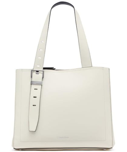 CALVIN KLEIN WOMEN'S LOWEN TRIPLE COMPARTMENT TOTE - WHITE/BLACK