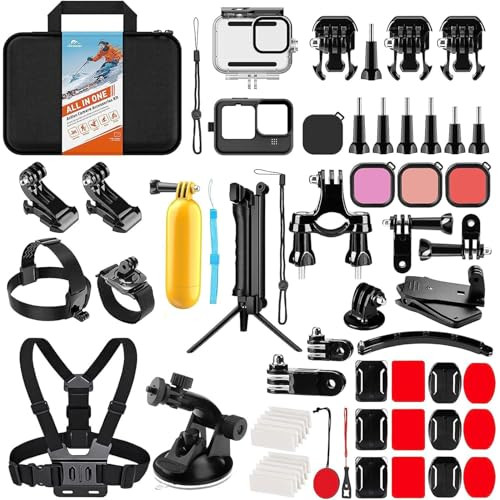 HONGDAK ACTION CAMERA ACCESSORIES KIT GOPRO HERO 12 11 10 9 BLACK - BLACK New