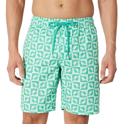 AMAZON ESSENTIALS MEN'S 9" SWIM TRUNKS MESH POCKETS - SIZE LARGE - GEO New