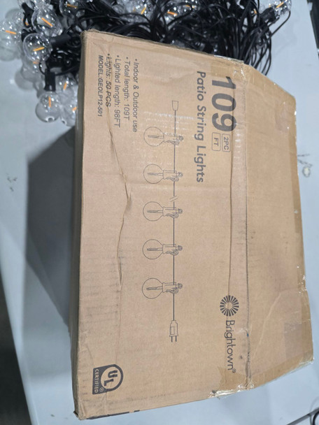 BRIGHTOWN OUTDOOR STRING LIGHTS 2 PACKS TOTAL LENGTH 109FT, 50 BULBS - BLACK
