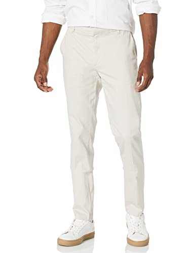 AMAZON ESSENTIALS MEN'S SLIM-FIT WRINKLE-RESISTANT STRETCH 34X32 - STONE New