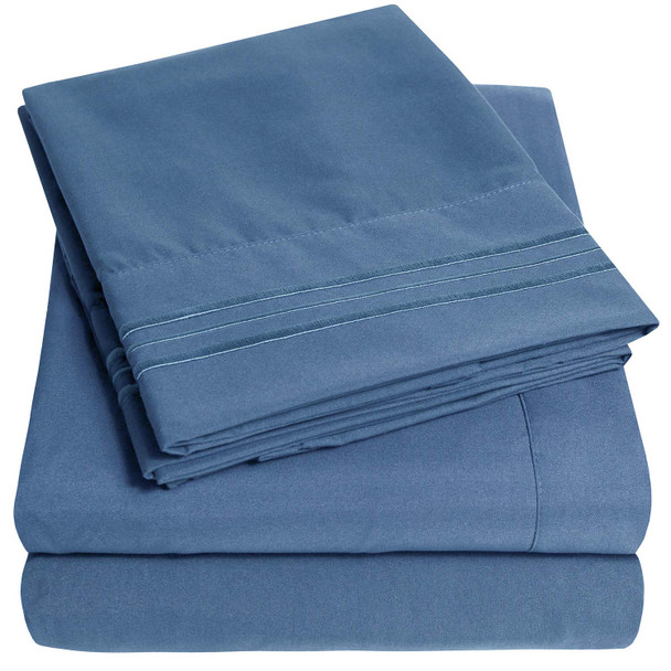 SWEET HOME COLLECTION 1500 SUPREME COLLECTION KING DENIM BLUE HAPPINESS New