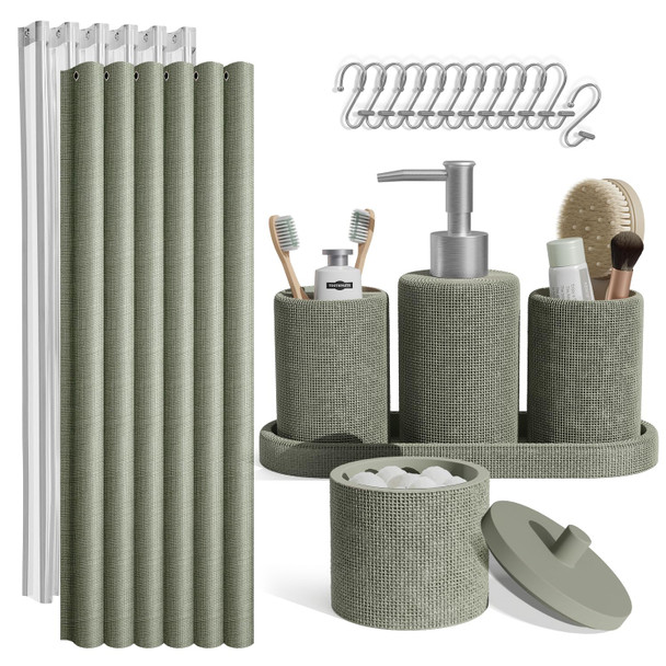 CLARA CLARK SAGE GREEN BATHROOM SET - 19PC ACCESSOR USER-CREATED CONTENT