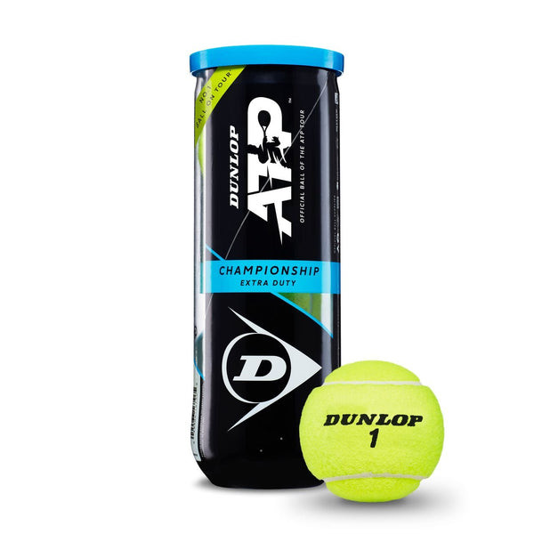 DUNLOP ATP CHAMPIONSHIP EXTRA DUTY TENNIS BALLS, ONE CAN / 3 BALLS - YELLOW New