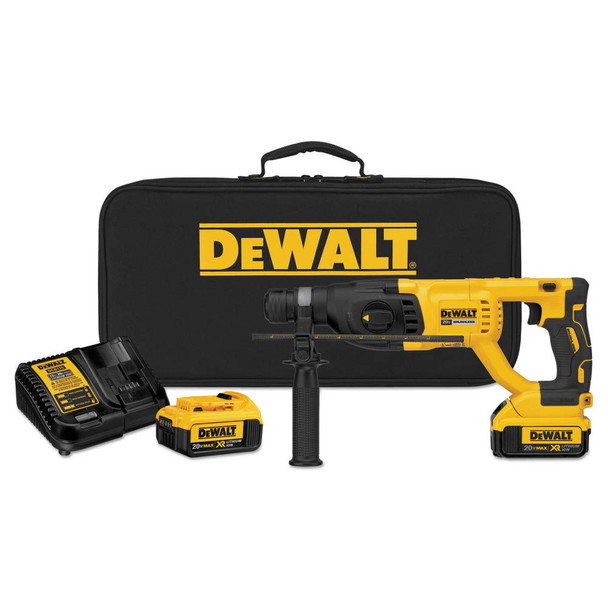 DEWALT 20V MAX XR BRUSHLESS 1” D-HANDLE ROTARY HAMMER KIT - YELLOW BLACK