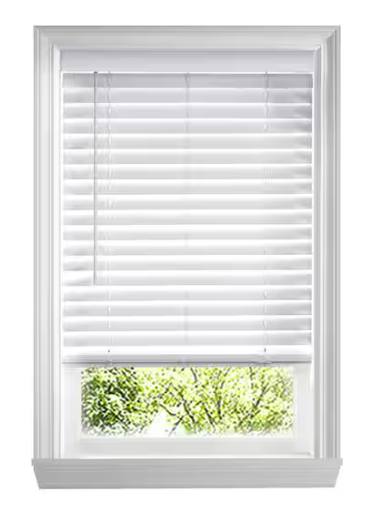 HOME DECORATORS COLLECTION WHITE CORDLESS FAUX WOOD BLINDS - WHITE
