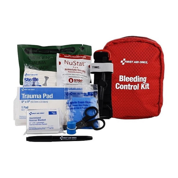 FIRST AID ONLY BLEEDING CONTROL KIT 14PCS 5.5X7.5" 91136 - RED New