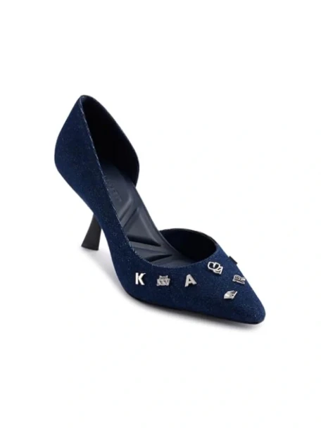 KARL LAGERFELD WOMEN'S KIPTON STILETTO PUMP PINS - SIZE: WOMEN 10 - DARK DENIM