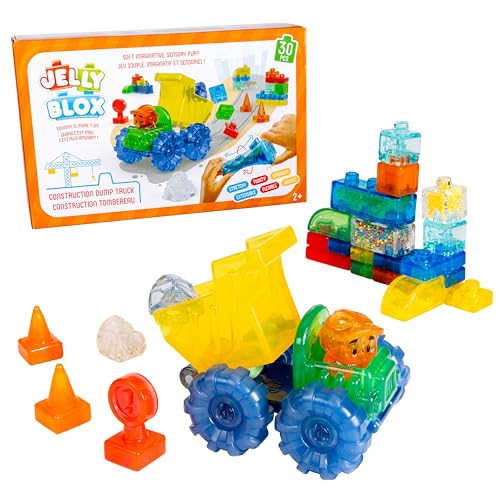 JELLY BLOX CONSTRUCTION DUMP TRUCK SET 30 PIECES TODDLER PRESCHOOL - MULTICOLOR