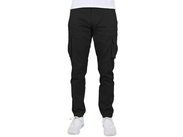 BLU ROCK MEN'S FLEX STRETCH COTTON CARGO PANTS - SIZE: MEN 44 - BLACK