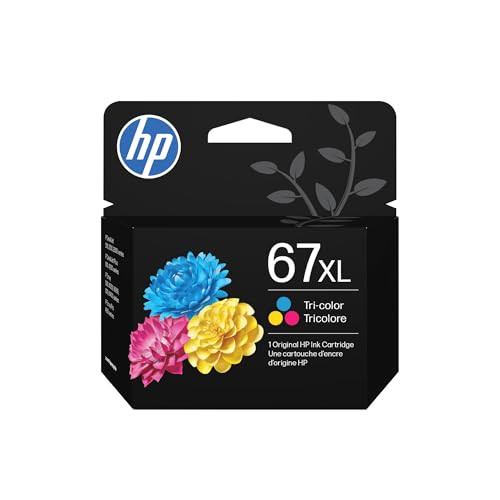 HP 67XL Tri-Color High-Yield Ink Cartridge Works DeskJet, Envy, 3YM58AN
