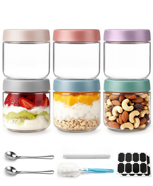 COZYVERGE 6 PACK 10 OZ OVERNIGHT OATS CONTAINERS MULTICOLOR