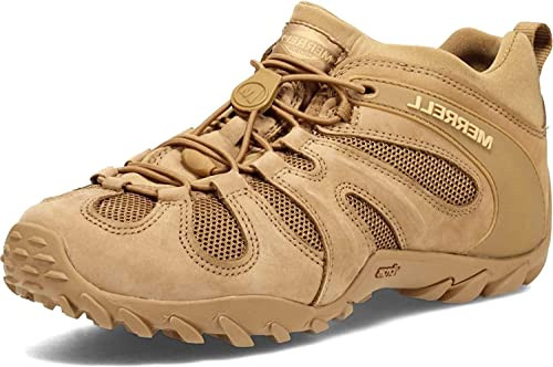 J099407 MERRELL MEN'S CHAMELEON 8 STRETCH TACTICAL WORK SHOES COYOTE SIZE 9