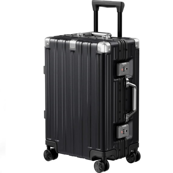 ANYZIP CARRY ON LUGGAGE ALUMINUM FRAME SUITCASE WHEELS 20" - BLACK New