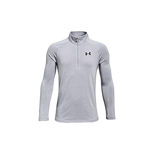 UNDER ARMOUR BOYS' TECH 2.0 1/2 MOD GRAY LIGHT HEATHER/BLACK M New