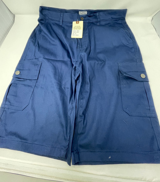 ROAMING SOUL MEN'S COTTON FLEX STRETCH CARGO SHORTS SIZE 34 - BLUE New