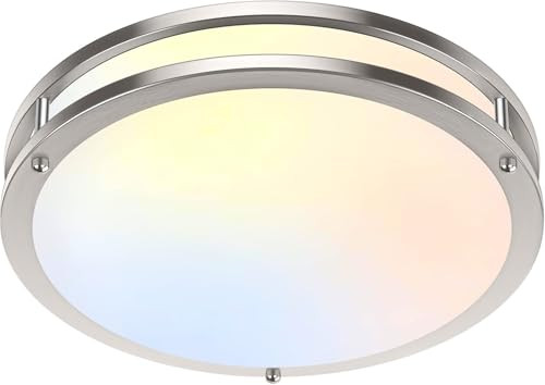 TOBUSA 10" LED Flush Mount Ceiling Light 5 Color Modern Round - Brushed Nickle