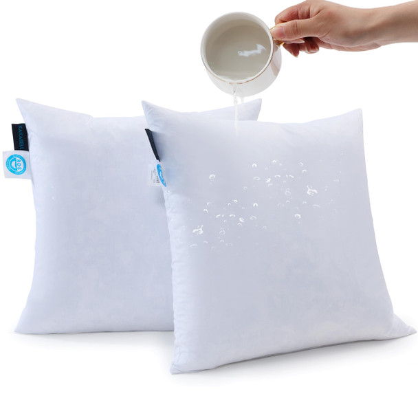 KAKABELL THROW PILLOW INSERTS WATERPROOF 16X16 SET OF 2 - WHITE New