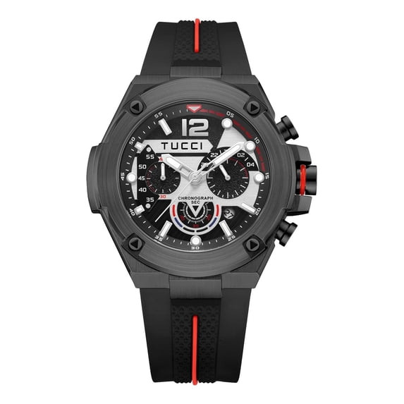 TUCCI ITALY COMPLESSO UNISEX SILICONE WRIST WATCH - GUNMETAL BLACK