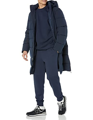 AMAZON ESSENTIALS MENS HOODED LONG PUFFER COAT - SIZE: MEN M - NAVY