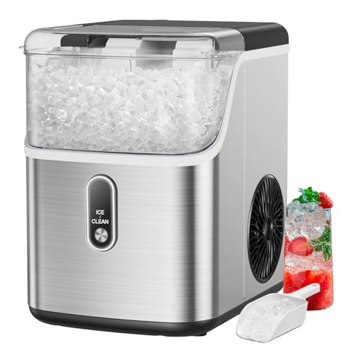 TOTNZ NUGGET ICE MAKER COUNTERTOP CHEWABLE PELLET ICE MACHINE SLIM36T - SILVER