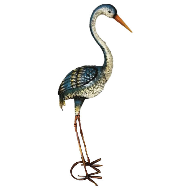 SANTA'S WORKSHOP 43" IRON BLUE HERON FIGURINE - BLUE/WHITE/ORANGE