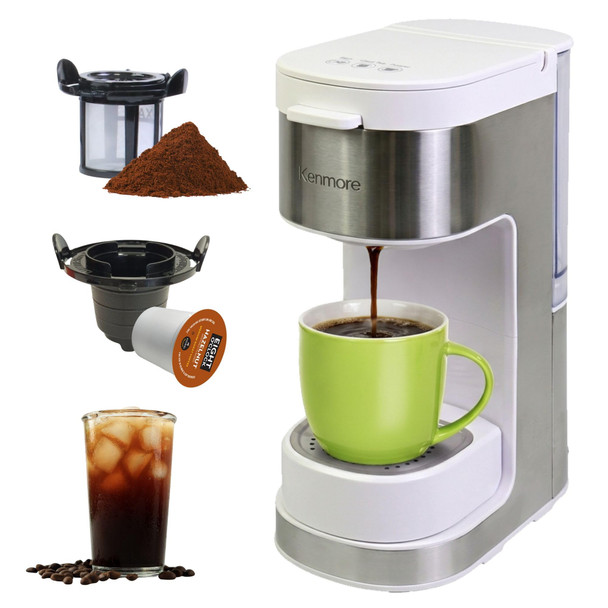 KENMORE SINGLE SERVE COFFEE MAKER COMPATIBLE KEURIG K‑CUP PODS GROUND - WHITE