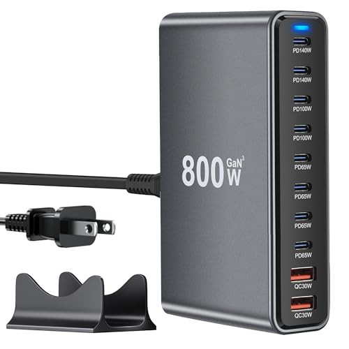 HONGYEE YMX-800W USB C CHARGER BLOCK 800W CHARGING STATION, 10 PORT FAST CHARGER