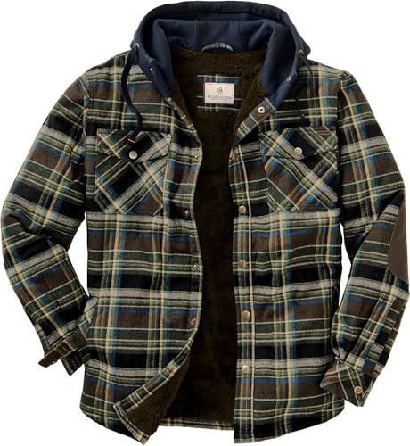 LEGENDARY WHITETAILS MEN'S HOODED SHIRT UNION PLAID MEDIUM New