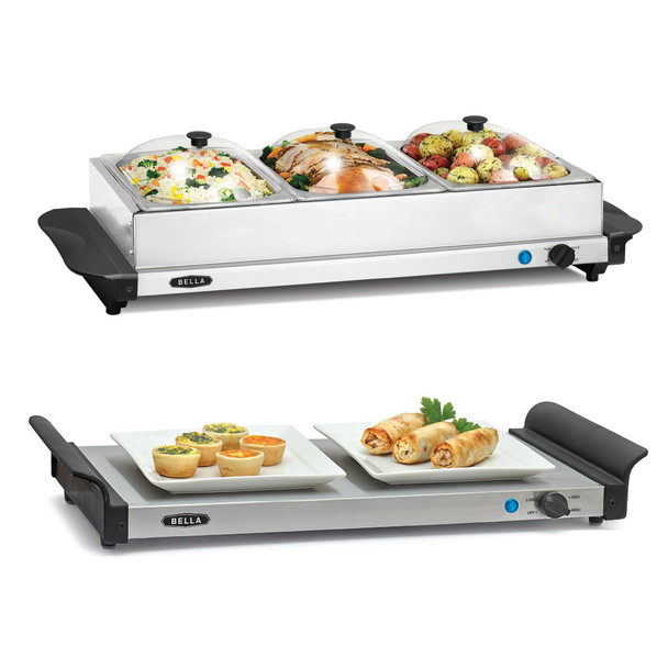 BELLA 3 X 1.5 QUART TRIPLE ELECTRIC BUFFET SERVER SLOW COOKER STAINLESS STEEL New