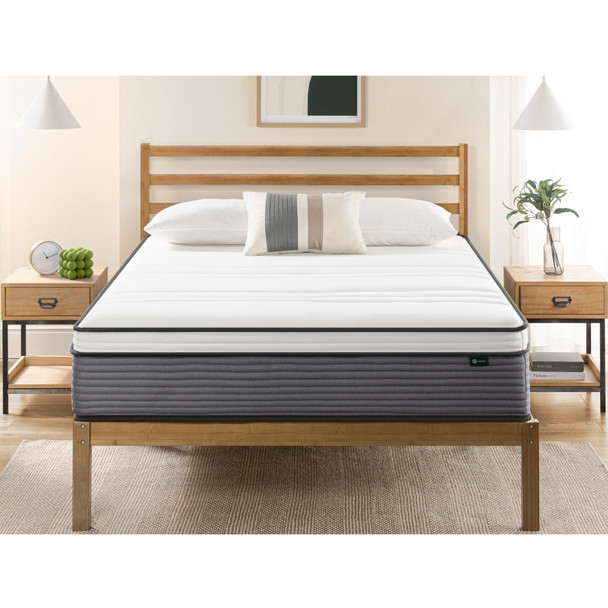 ZINUS 12" TRUE SUPPORT HYBRID MATTRESS KING MATTRESS IN A BOX WHITE/GRAY New