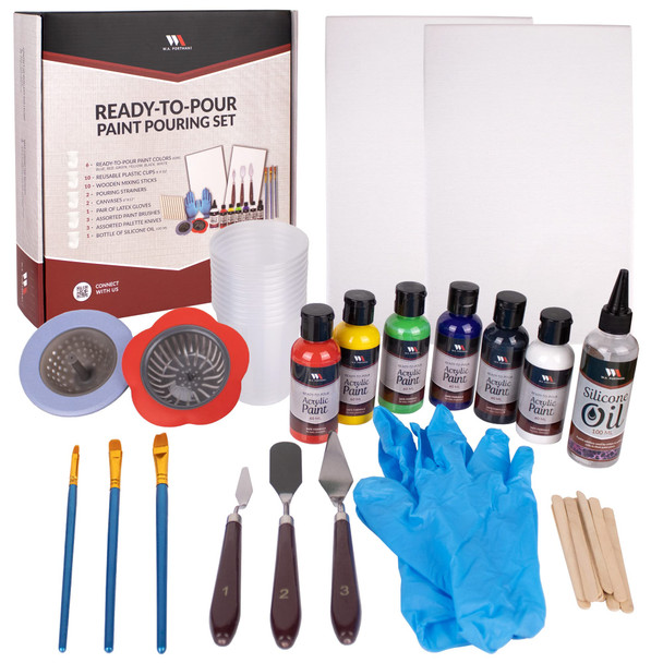 WA PORTMAN 38-PC READY TO POUR ACRYLIC PAINTING SUPPLIES - MULTICOLOR New
