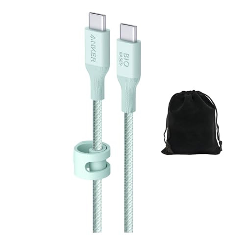 ANKER 544 BIO-NYLON USB-C TO USB-C CABLE- 10FT, ECO FRIENDLY - GREEN New