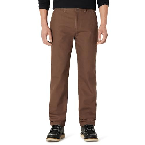 AMAZON BASICS MEN'S RELAXED FIT DUCK PANTS 38W X 32L - CHOCOLATE BROWN New