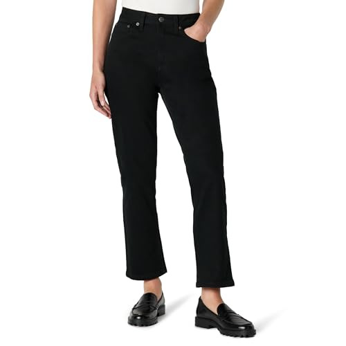 AMAZON ESSENTIALS WOMEN HIGH-RISE STRAIGHT LEG JEAN SIZE 18 SHORT BLACK New