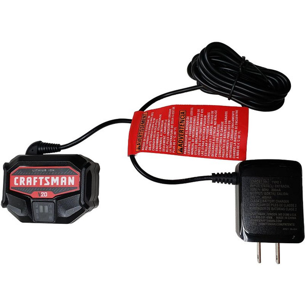 CRAFTSMAN OEM BATTERY CHARGER FOR 20 VOLT OUTDOOR POWER TOOLS - RED/BLACK