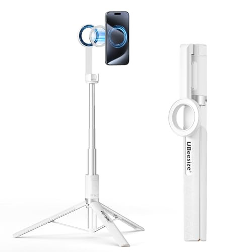 UBeesize Magnetic Tripod for iPhone with Remote, 64’’ Extendable, Tripod(White)