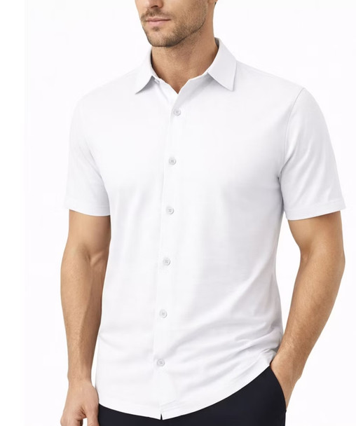 GALAXY BY HARVIC TAILOR MEN'S SHORT SLEEVE KNIT BUTTON DOWN SIZE: XL - WHITE